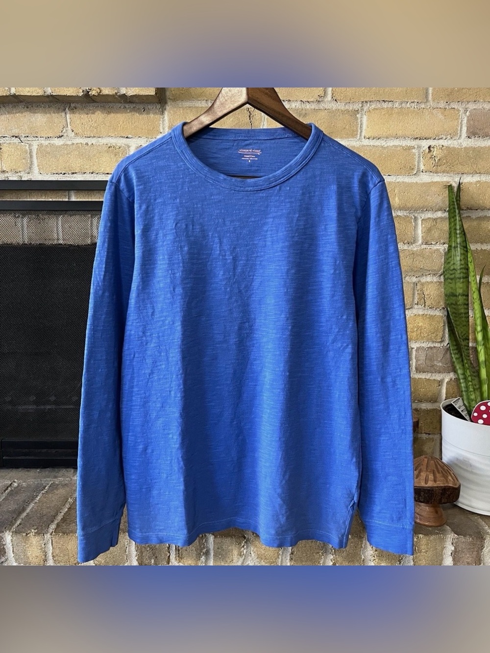 Vineyard Vines Mens Island Crew Blue Long Sleeve Shirt Size M